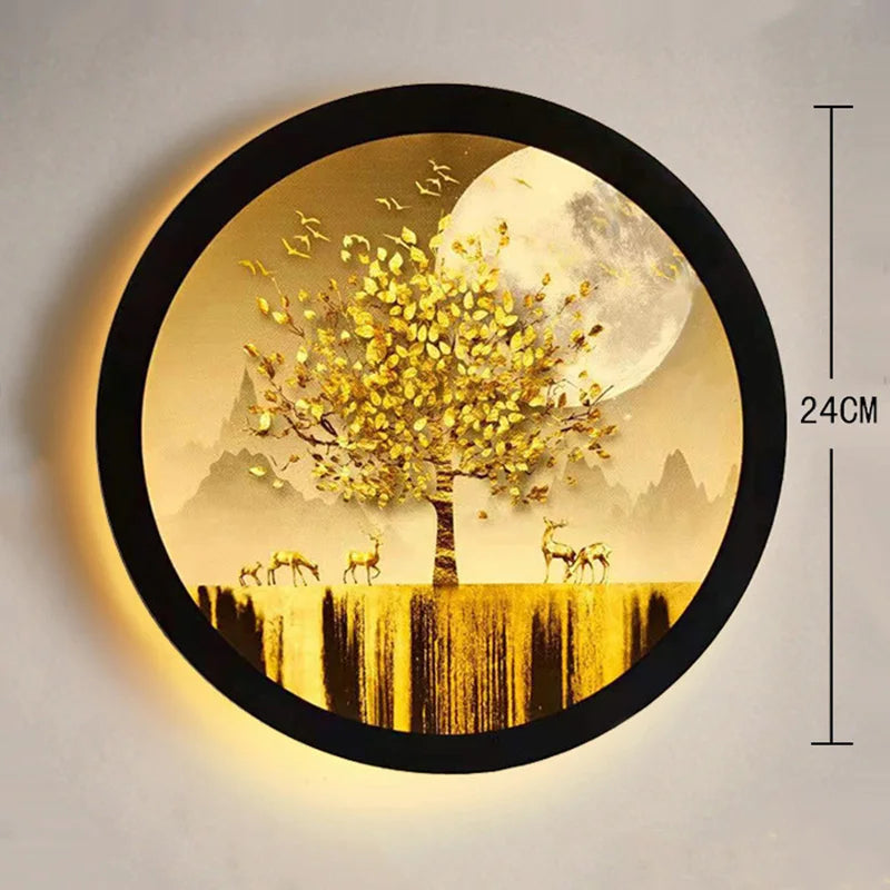 DecorBites™ Industrial Acrylic Round Wall Lamp | Vintage Mural Sconces for Bedroom Decor