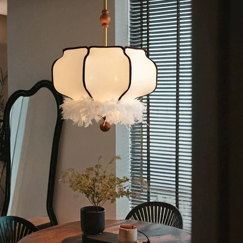 DecorBites™ French Vintage Fabric Chandelier Pendant Lamp - LED Hanging Light for Home and Restaurant