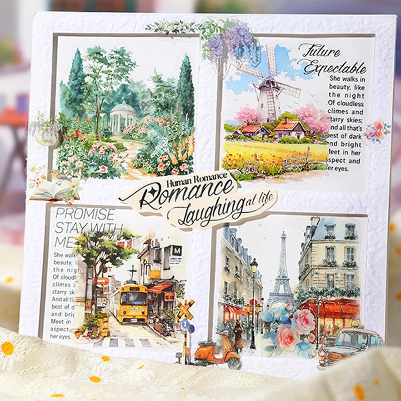 45pcs Garden at City End Series Sticker Set | Urban Landscape Decals for Journal Scrapbooking