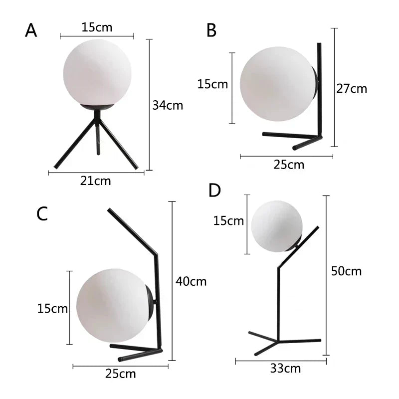 DecorBites™ Glass Ball Table Lamp: Modern Nordic LED Desk Light