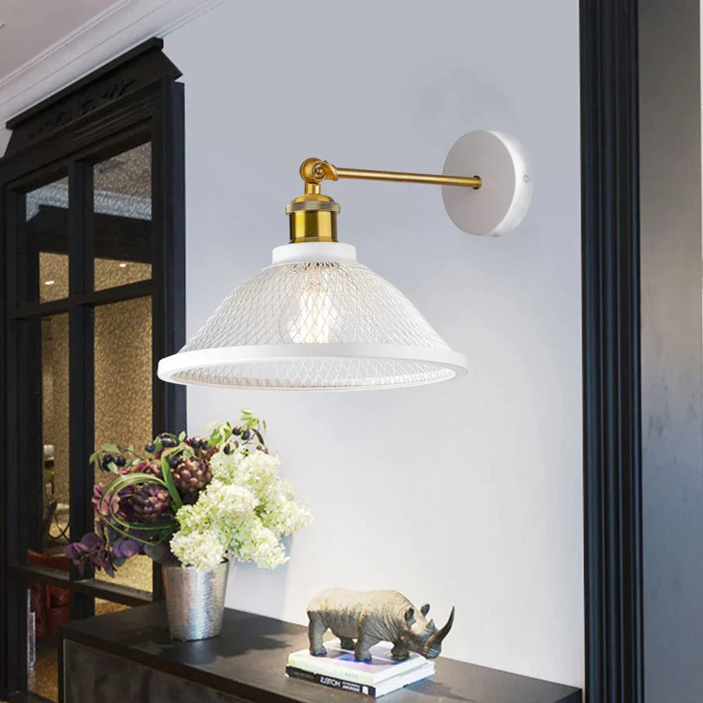 DecorBites™ Iron Net Wall Lamp: Modern Metal Cage Bedroom Lighting