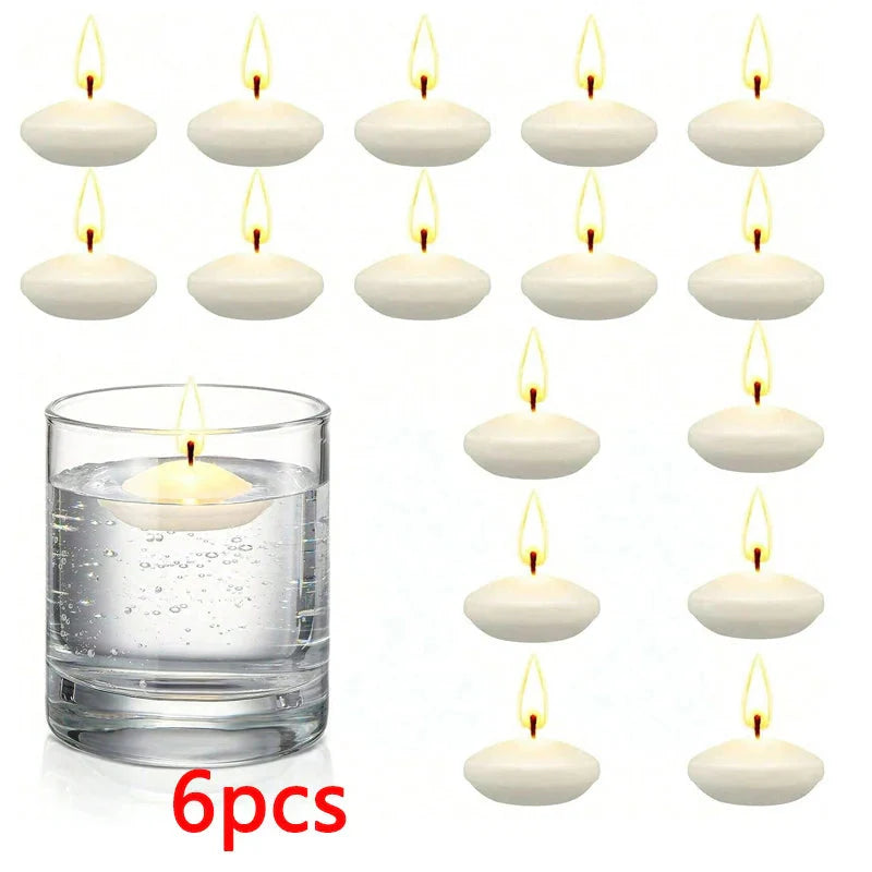 6/10/16Pcs Unscented Floating Candles – Romantic Soy Wax Discs for Valentine's Day, Weddings, Parties, and Home Décor