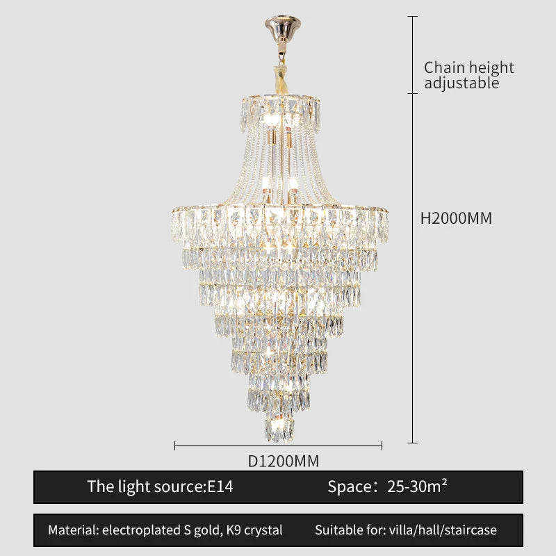 Elegant chrome multi tier crystal chandelier living room art