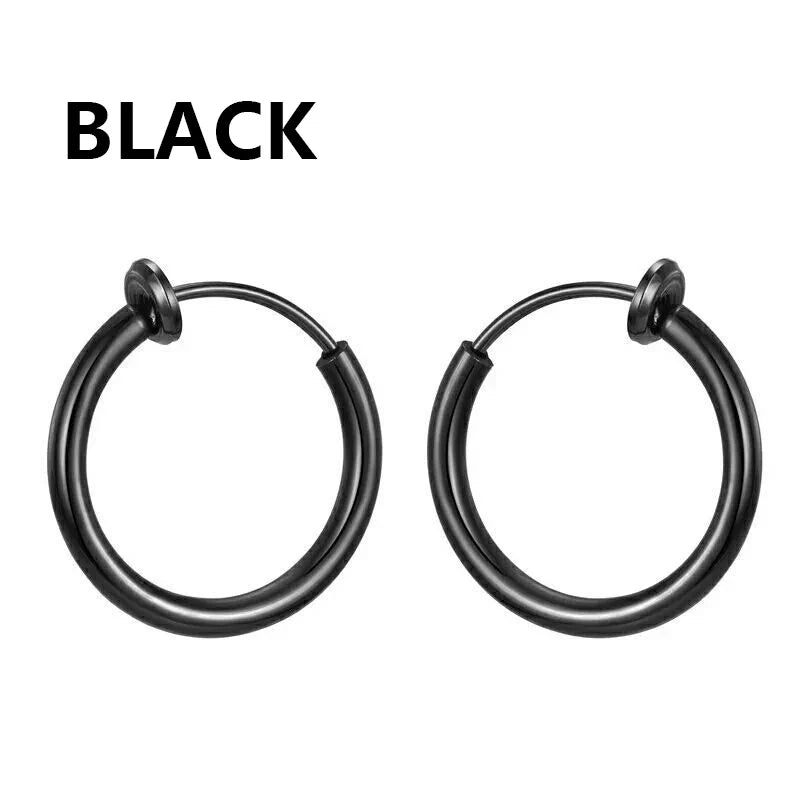 Gothic Hoop Earrings for Men and Women | Stainless Steel Clip-On Ear Cuffs
