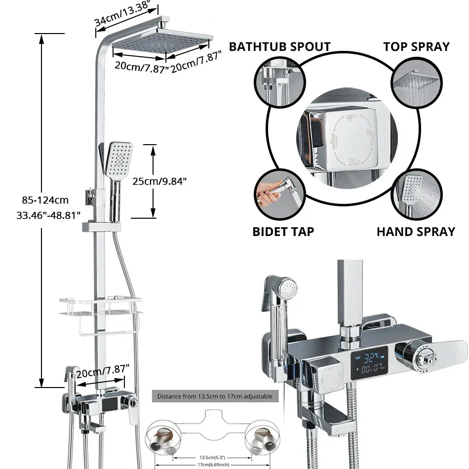 DecorBites™ Digital Display Shower Faucet Set with Rain Shower Head