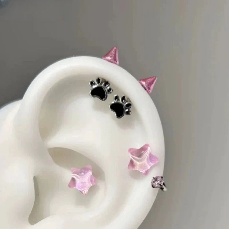 Cat Paw Devil Stud Earrings | Gothic Y2K Punk Earring Accessory