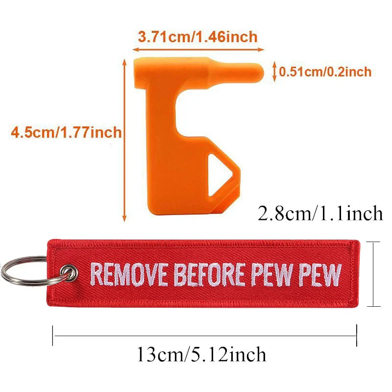 2 Pack Chamber Safety Flag for Rifle Handgun Shotgun | Bright Red Keychain Tags
