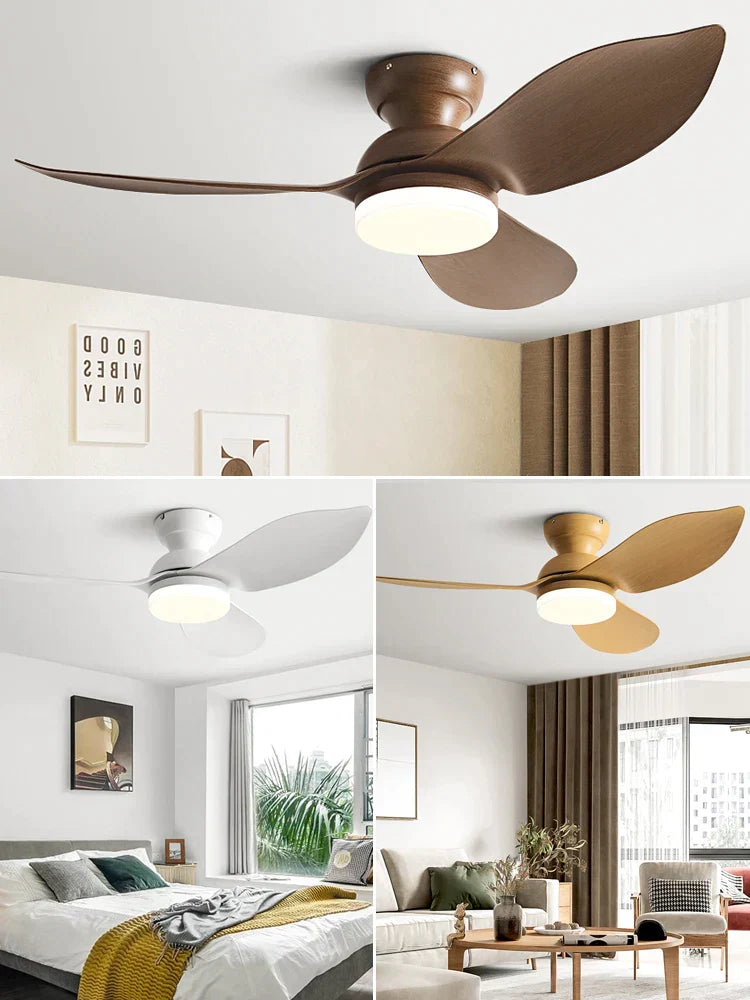DecorBites™ 48" Black Low Floor Ceiling Fan with Modern Design and LED Light