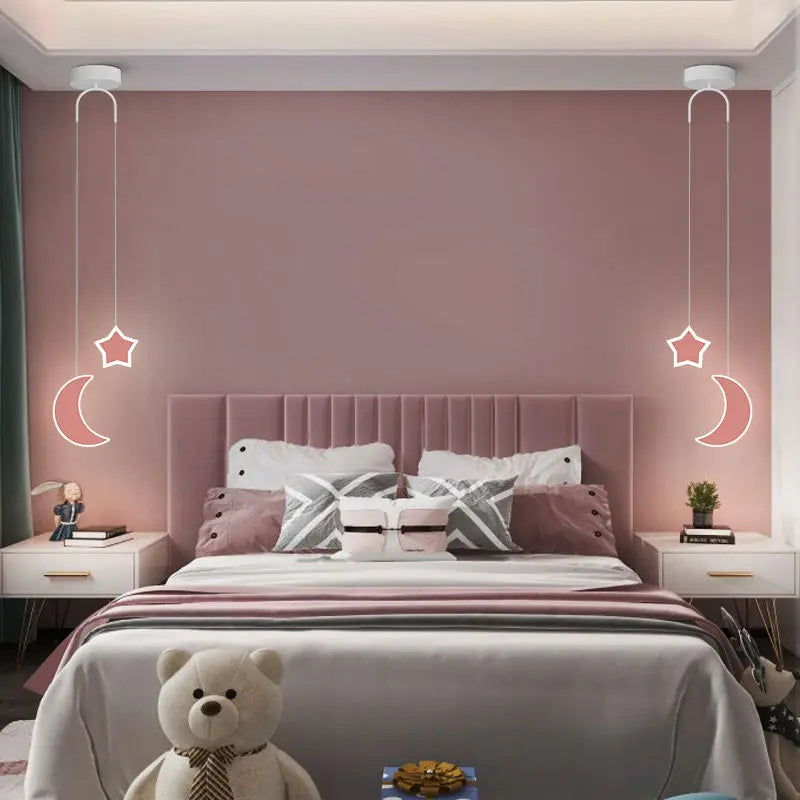 DecorBites™ Kids Star Cloud Moon Pendant Lamp with Remote Control Dimming