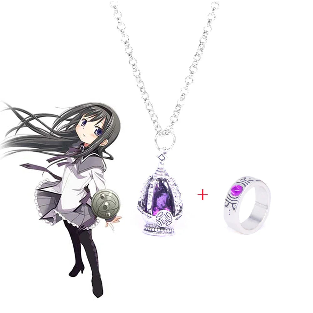 Madoka Magica Soul Gem Necklace Set | Kaname Madoka Mami Pendant Jewelry