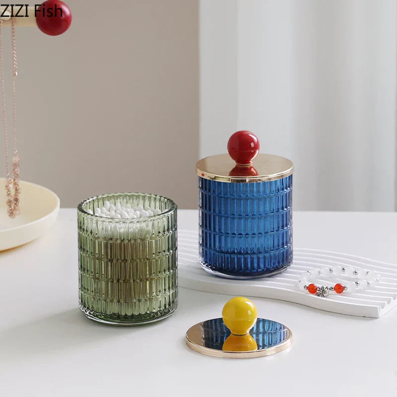 DecorBites™ Glass Tea Canister Candy Pot Ceramic Ball Decorative Storage Jar