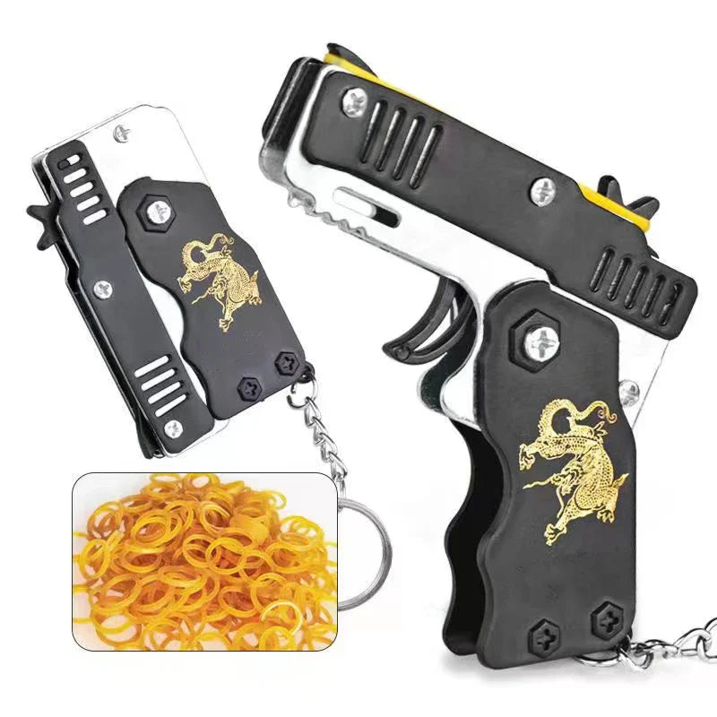 Folding Rubber Band Toy Gun | Elastic Pistol for Kids Outdoor Play