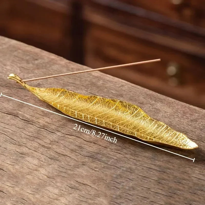 Incense Holder Ash Catcher | Long Leaf Design for Meditation and Home Decor