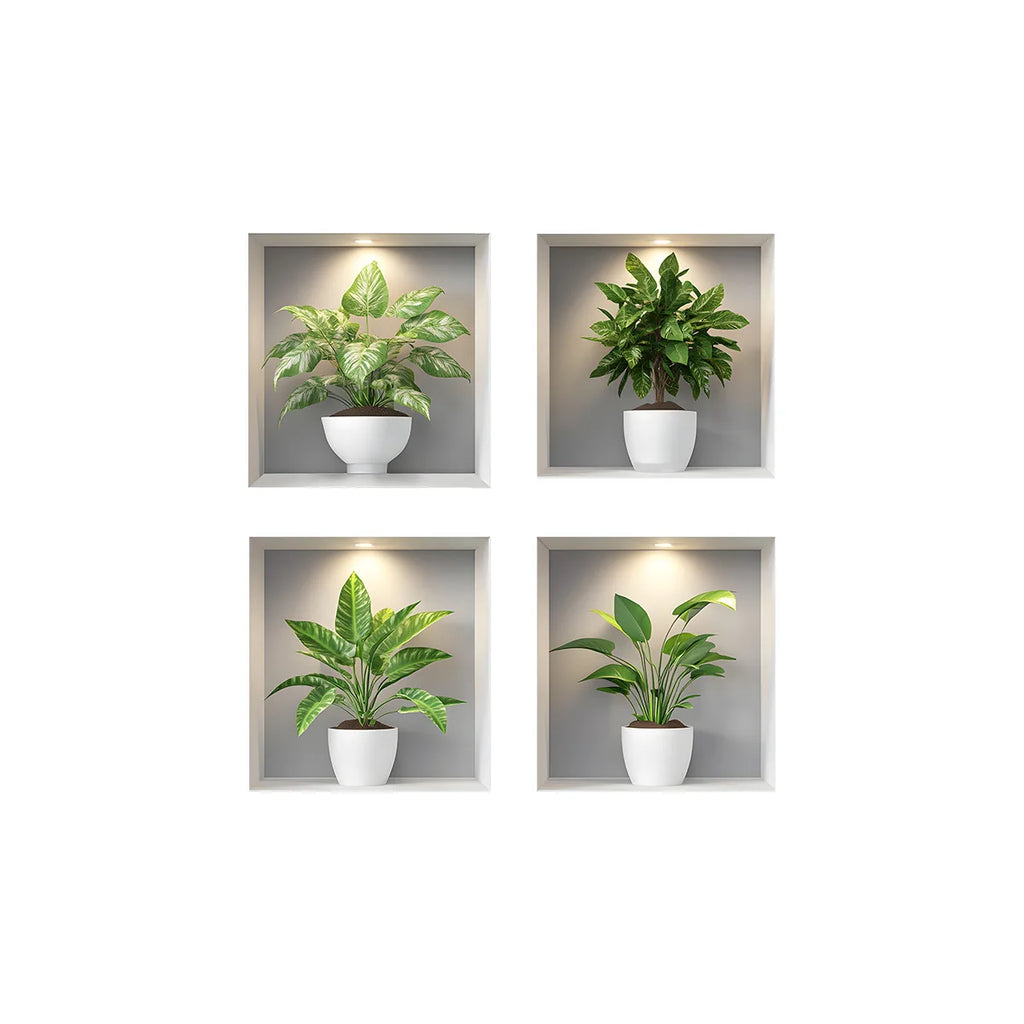 Green Plant Wall Stickers | Modern Home Decor Set