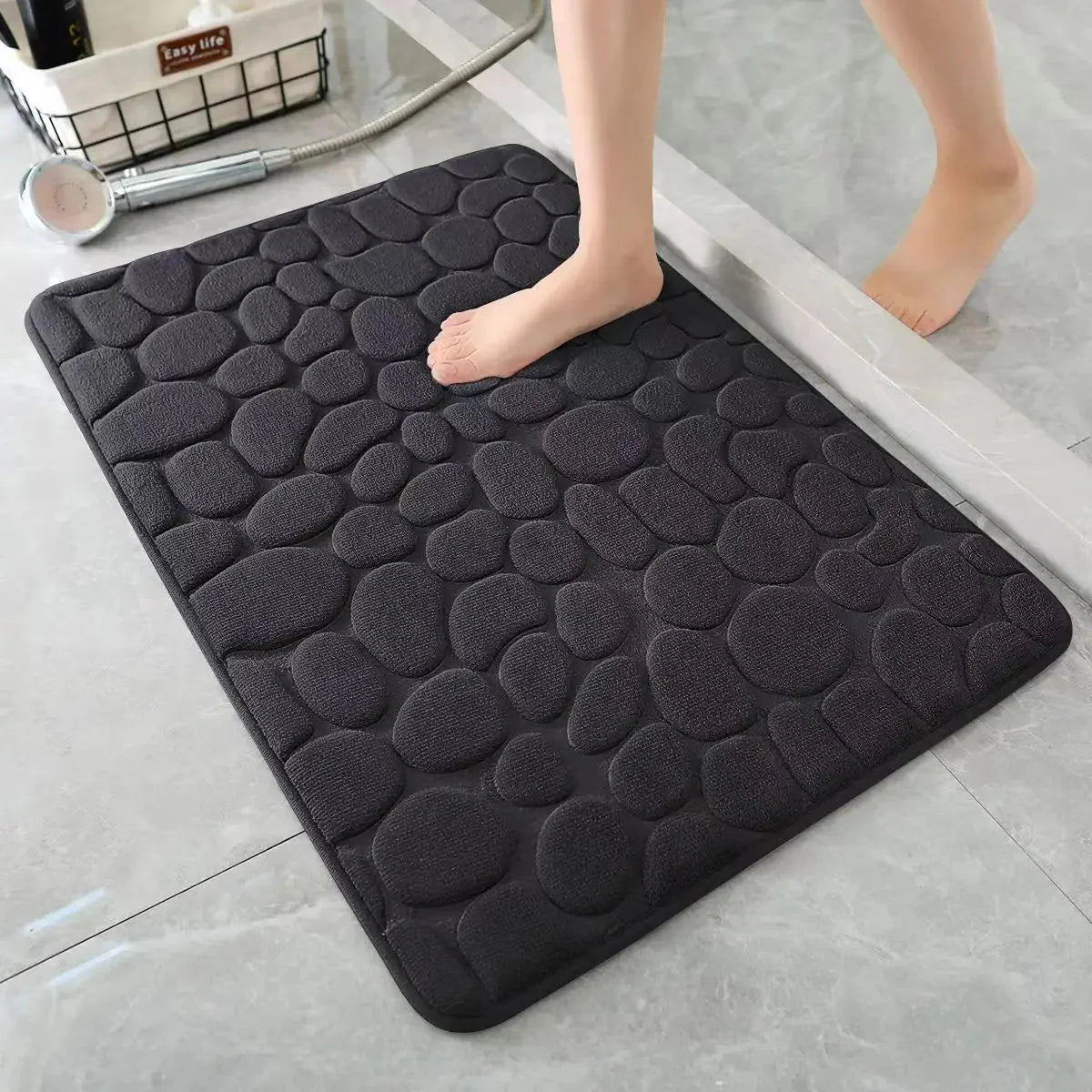 3D Non-Slip Bathroom Mat – Quick-Dry Absorbent Cobblestone Doormat