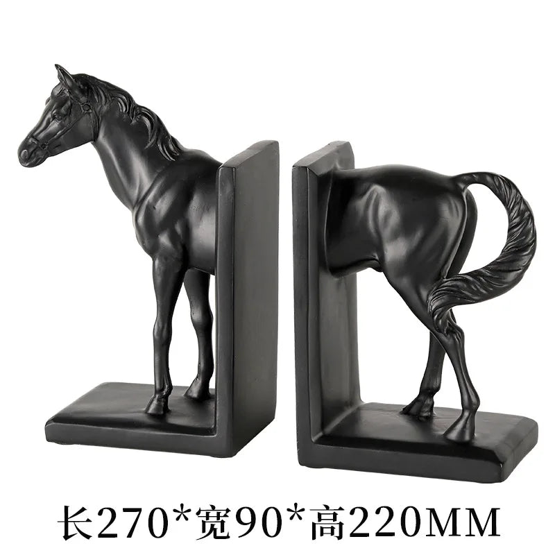 "DecorBites™ Dark Horse Stallion Resin Figurine for Home Decor Bookshelf Storage"