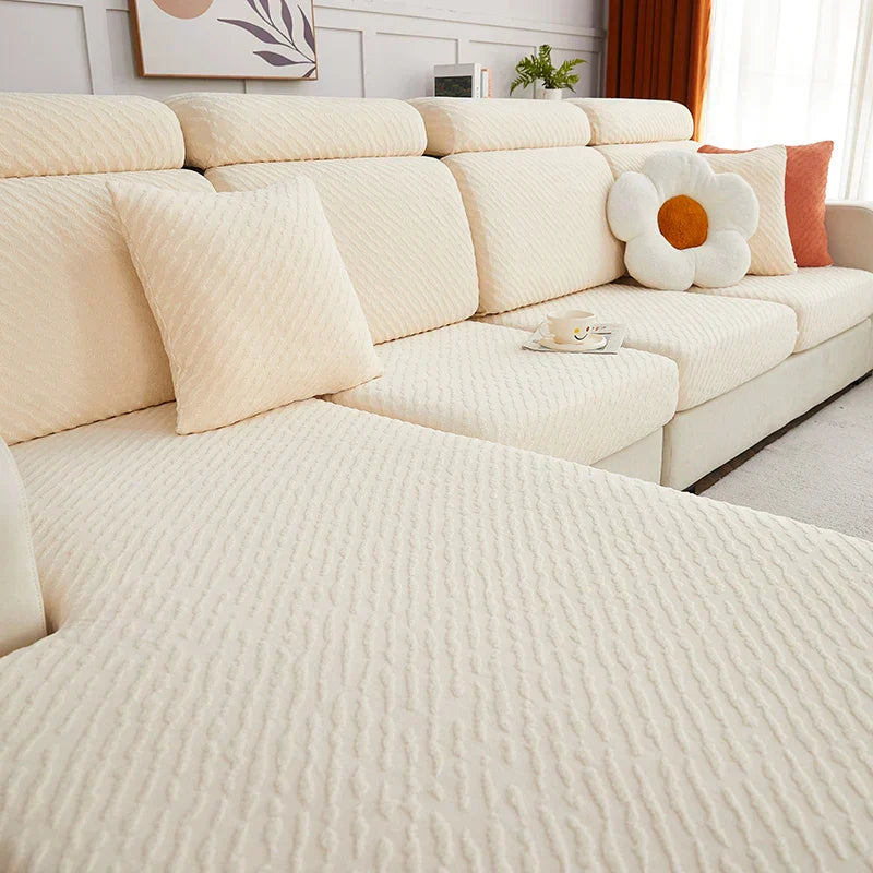 DecorBites™ Jacquard L Sofa Seat Cover Protector: Stretchable, Washable, Thick Slipcovers