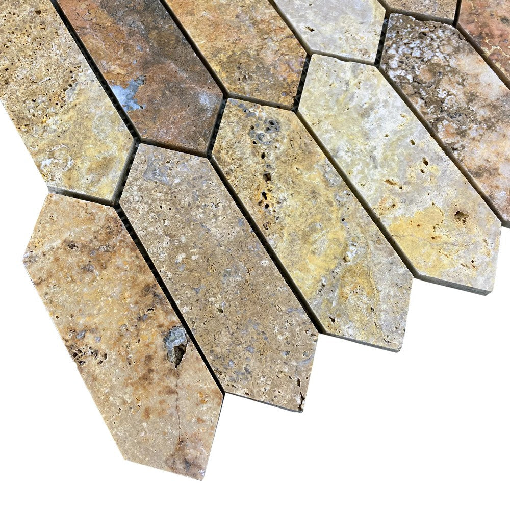 Scabos Travertine Mosaic Tile 12x12 - Strada Design Gold Tone