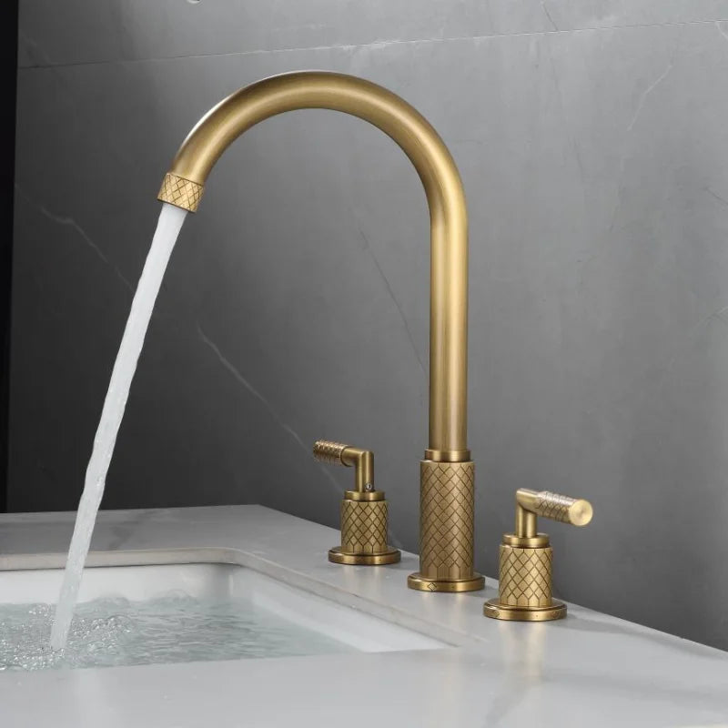 DecorBites™ Black Brass Basin Faucet with Waterfall Effect and 3-Hole Design