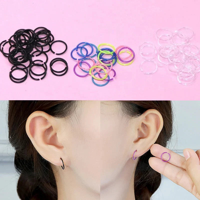 Vintage Round Resin Hoop Earrings Set | 30Pcs Colorful Hypoallergenic Plastic Studs