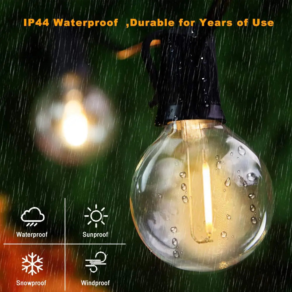 DecorBites™ G40 1W PET LED Bulbs - E12 Screw Base Shatterproof Globe Bulbs - Outdoor String Lights