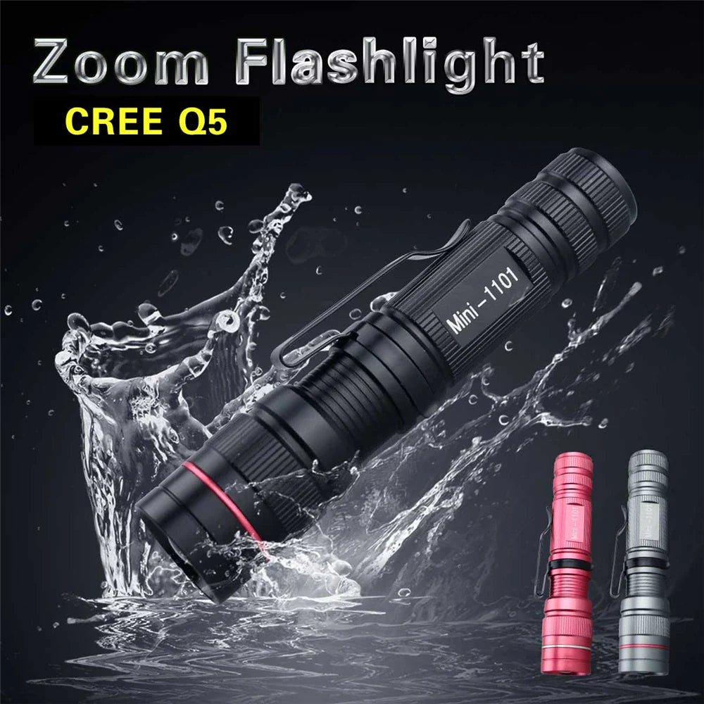 Mini Q5 LED Flashlight Adjustable Zoom | Portable Torch for Camping and Hiking