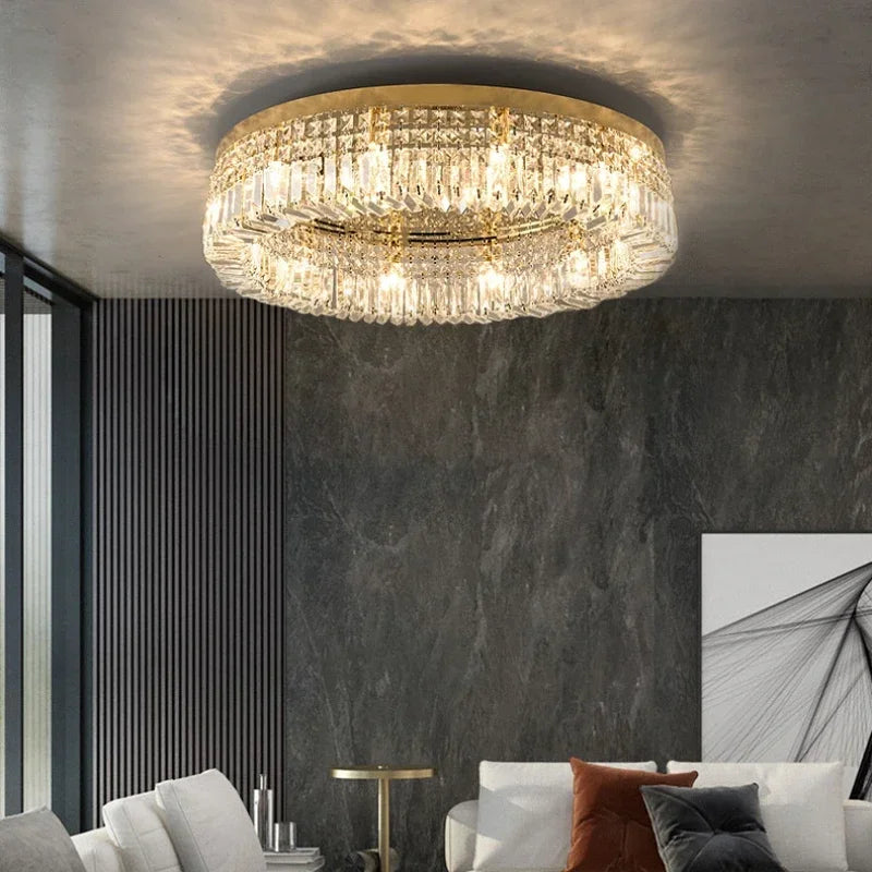 DecorBites™ Crystal Glass Round LED Ceiling Light - Luxury Indoor Lighting Solution