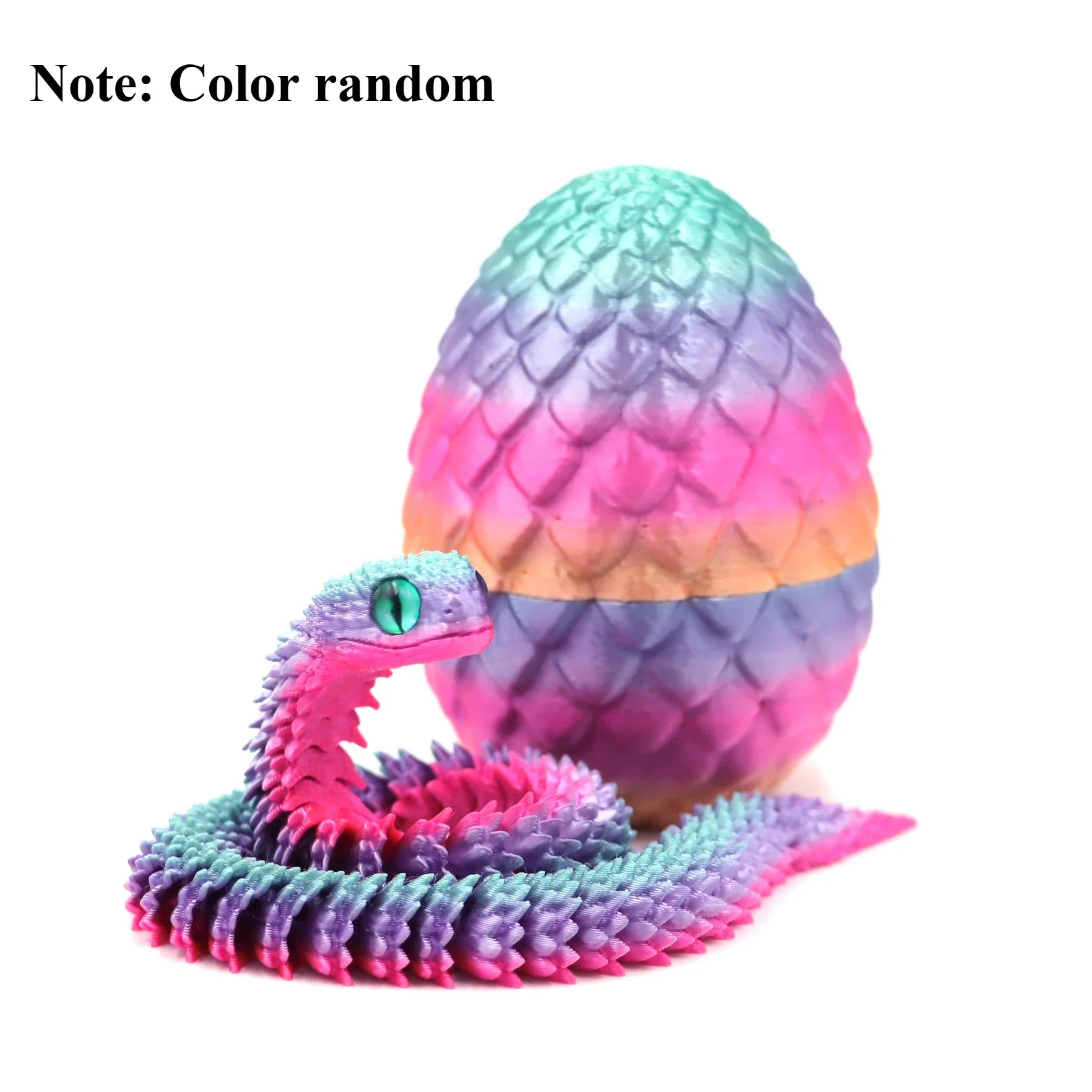 Articulated 3D Printed Snake with Egg | Desktop Decor Fidget Toy