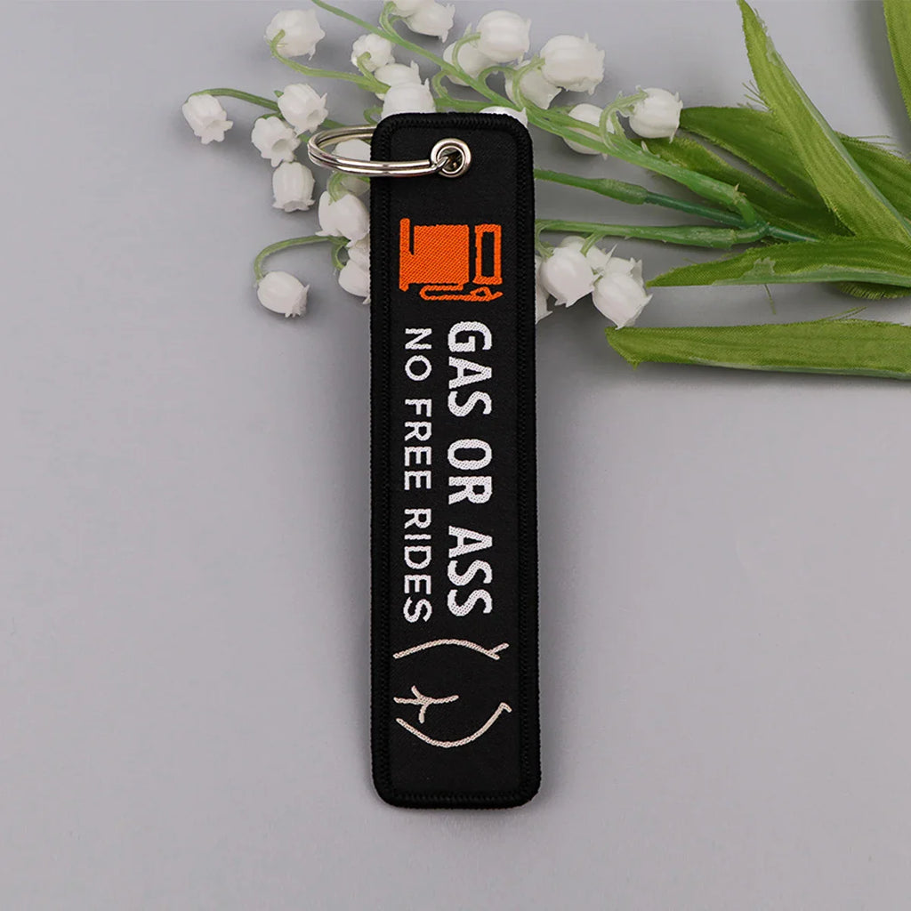 Embroidery Key Fob Keychain | Black Tag for Cars Motorcycles