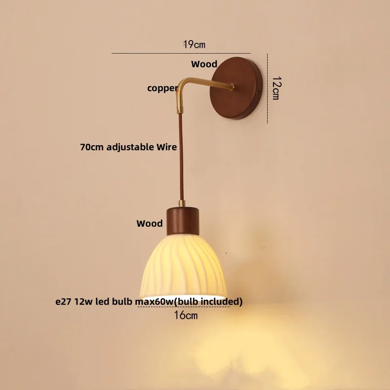 DecorBites™ Adjustable LED Wall Light Fixture with Ceramic Wood Base for Dining Room, Study, Bar