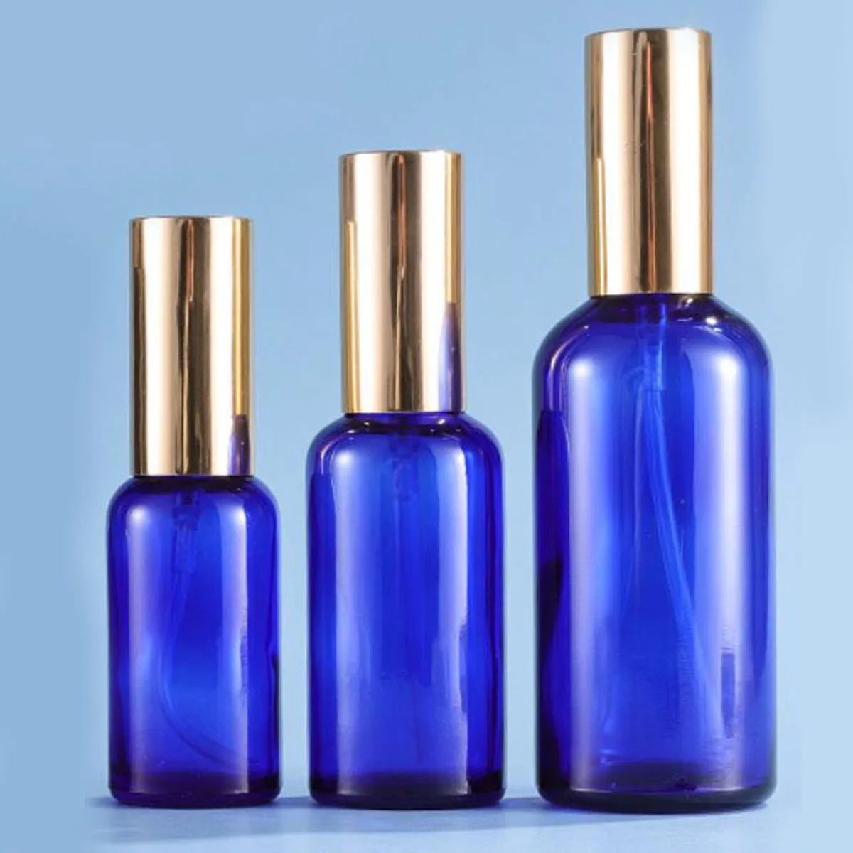 15/30/50/100ml Blue Glass Spray Bottle | Refillable Fine Mist Perfume Atomizer