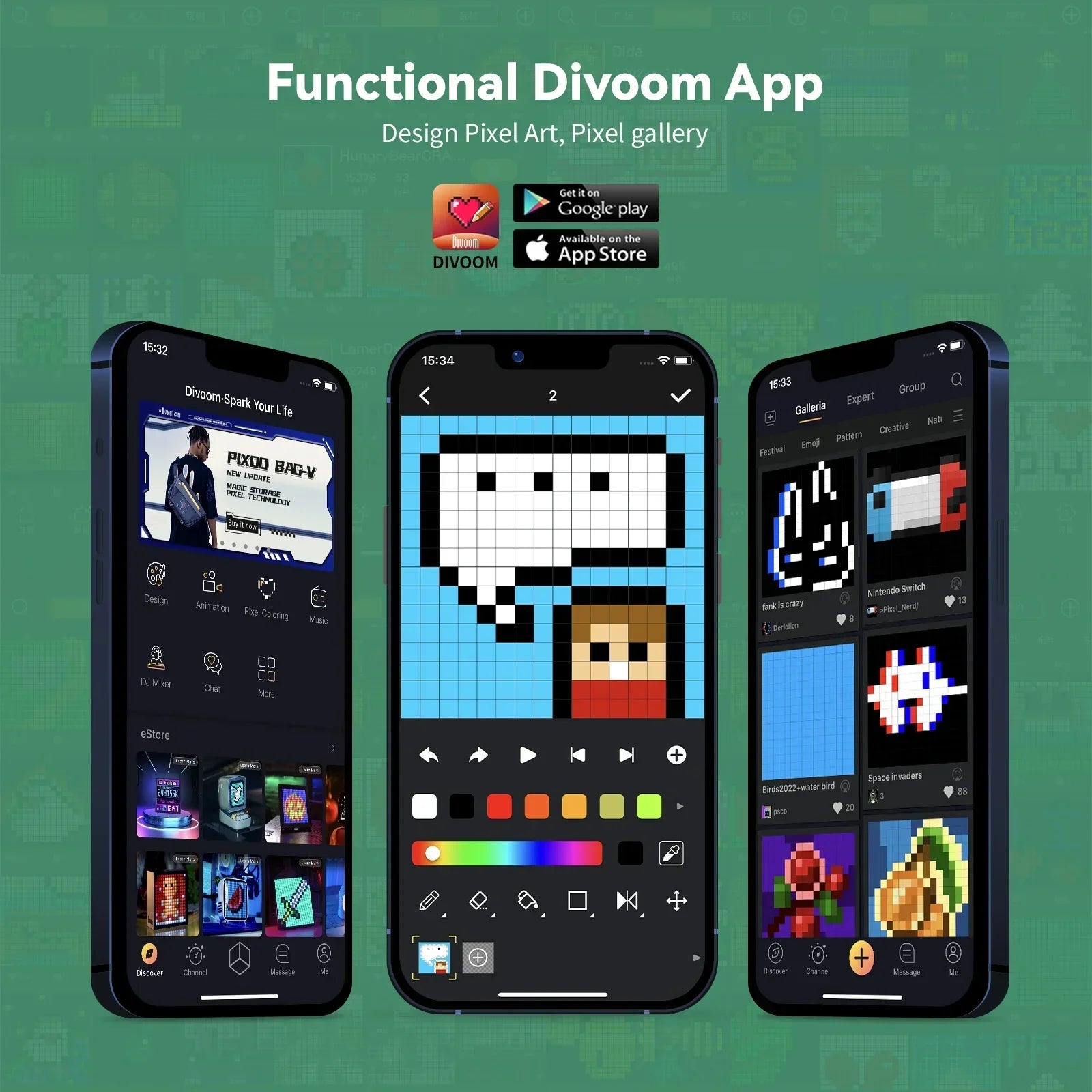 DecorBites™ Ditoo-Mic Bluetooth Speaker with Karaoke Microphone, Pixel Art Display, Sound Modes