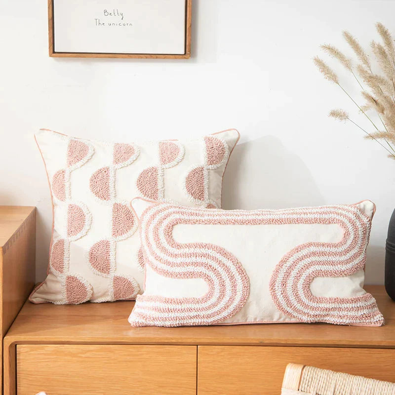DecorBites™ Cotton Loop Tufted Ivory Cushion Cover for Home Decoration