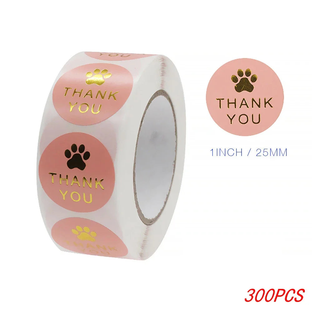 Gold Foil Paw Thank You Stickers | 1 Inch Business Supplies