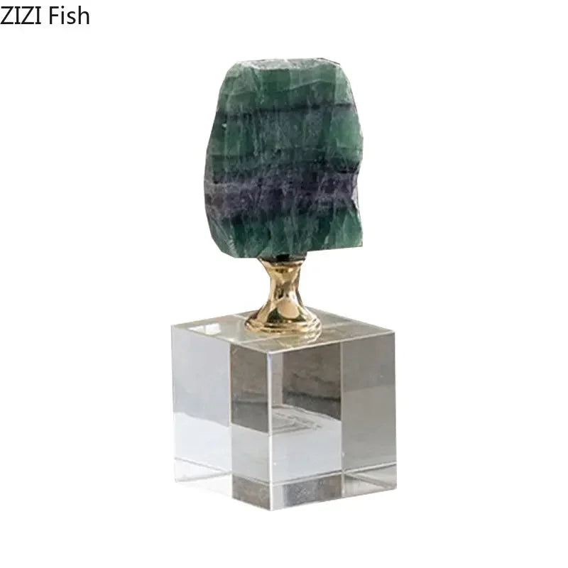 DecorBites™ Crystal Base Ornaments: Agate/Fluorite Artwork, Modern Crafts Room Decor