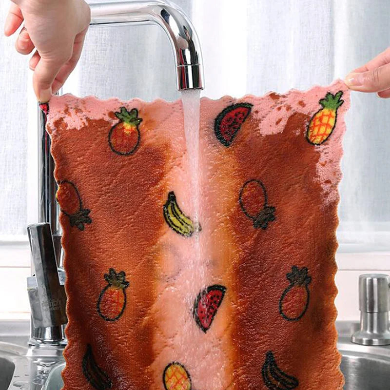 Reusable Kitchen Dishcloths | Super Absorbent Coral Fleece Cleaning Cloths