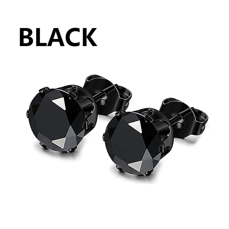 Black Stainless Steel Hoop Earrings with Cross Pendant | Unisex Punk Jewelry