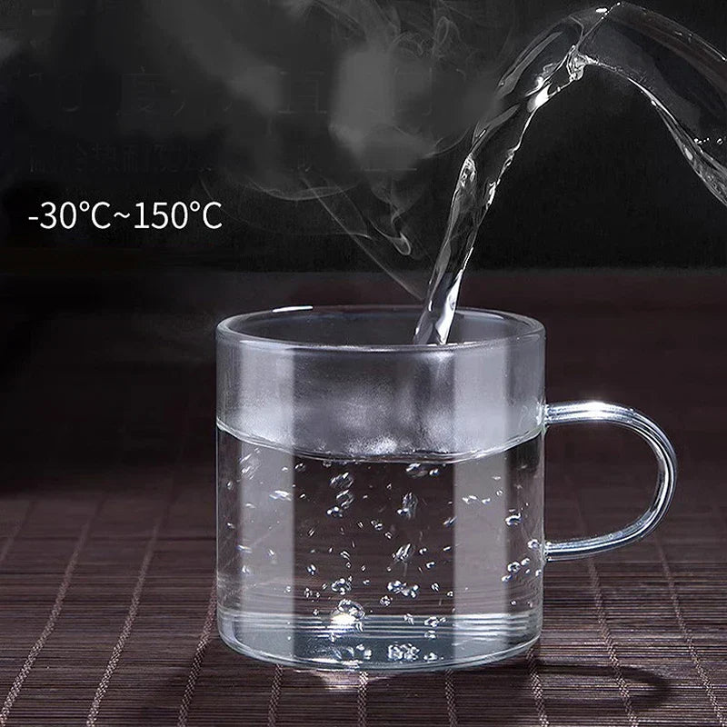 DecorBites™ Glass Handle Coffee Cup Set, Cold & Low Temp Resistant, Transparent Tea Cups