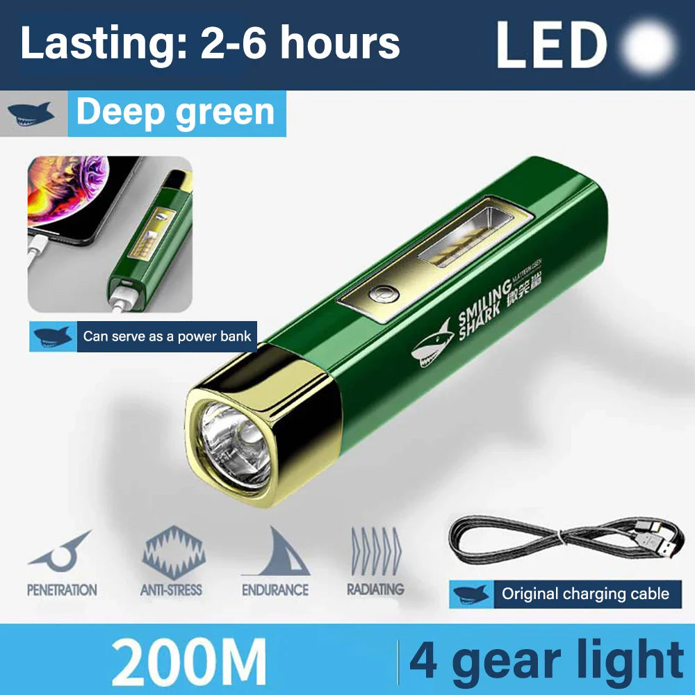 USB Rechargeable Mini LED Flashlight 2 in 1 Power Bank | 450 Lumen Super Bright Torch
