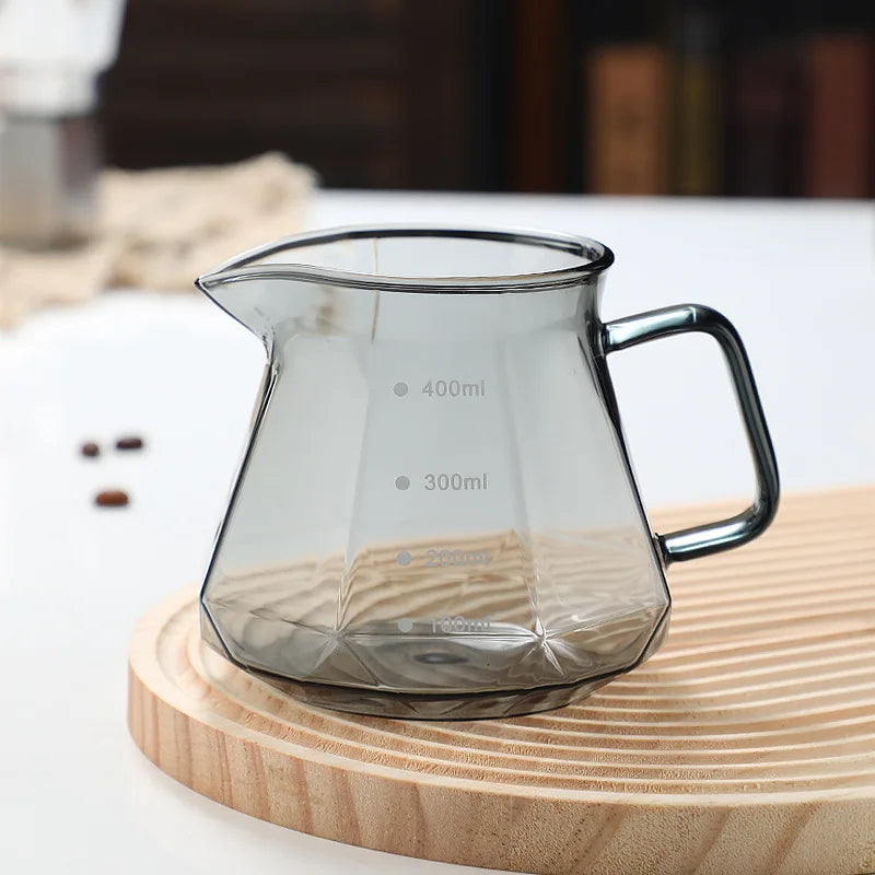 DecorBites™ Glass Coffee Kettle Octagonal Pot for Tea/Coffee, 400/600ml Reusable Coffeeware