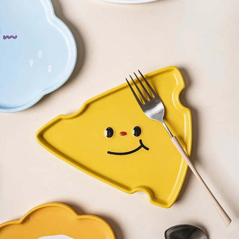 DecorBites™ Cloud Tulip Cartoon Dog Bear Ceramic Dessert Plate Cute Tableware