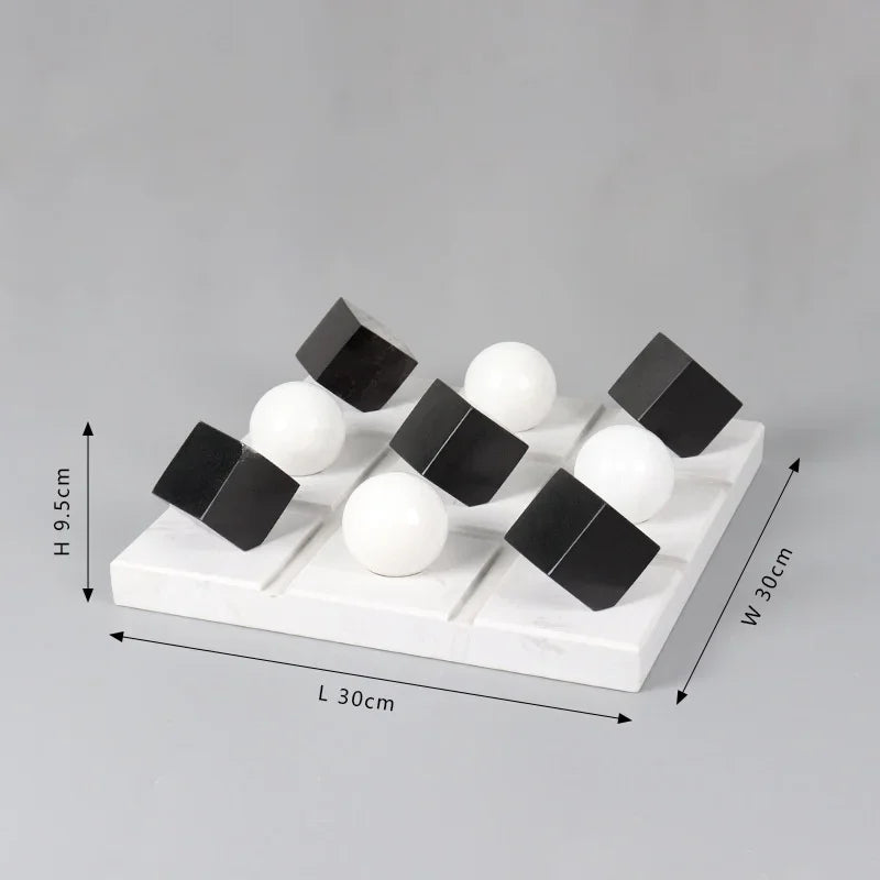 DecorBites™ Geometric Chess Marble Ornament Set for Stylish Home Decor