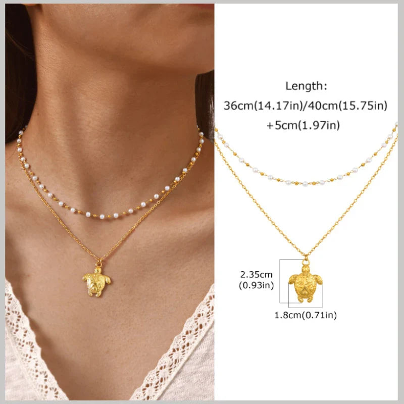 18k Gold Plated Pearl Shell Starfish Necklace | Summer Beach Jewelry for Women