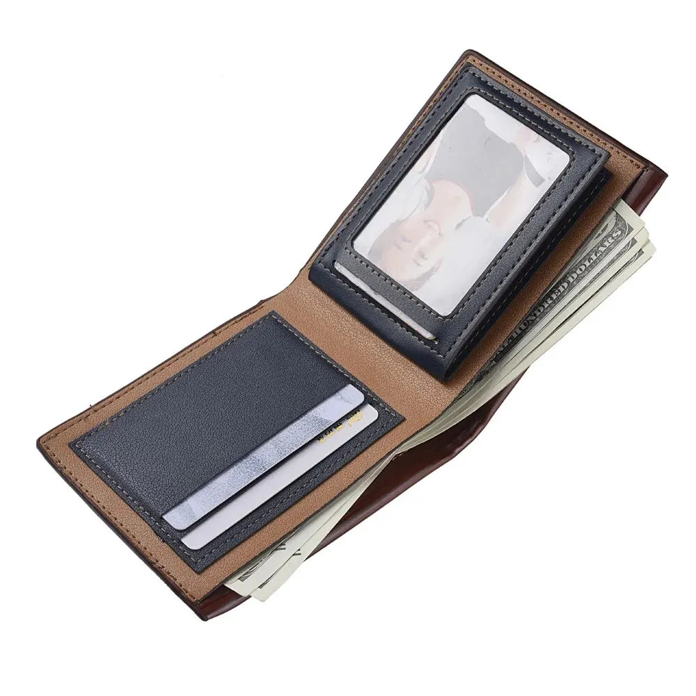 Men's Slim PU Leather Wallet | Business Card Holder with Multiple Compartments