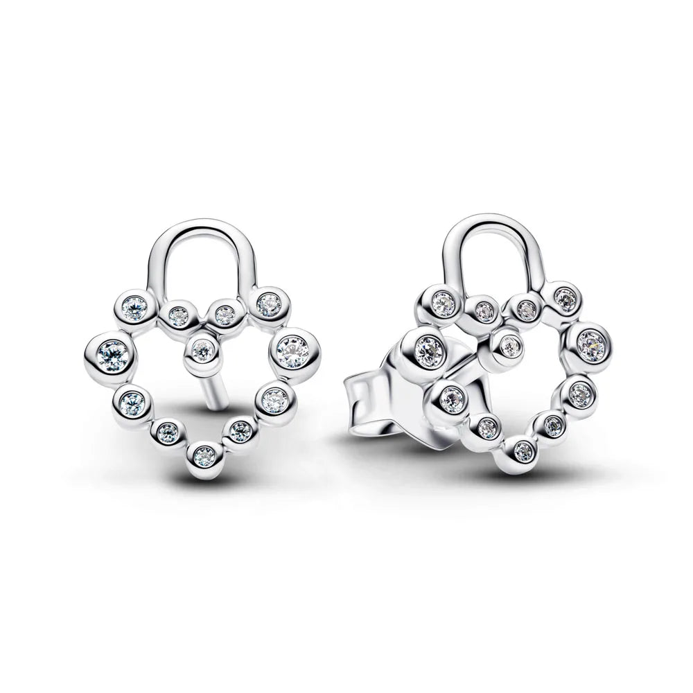 925 Silver Heart and Butterfly Stud Earrings | Elegant Fine Jewelry Gift for Women