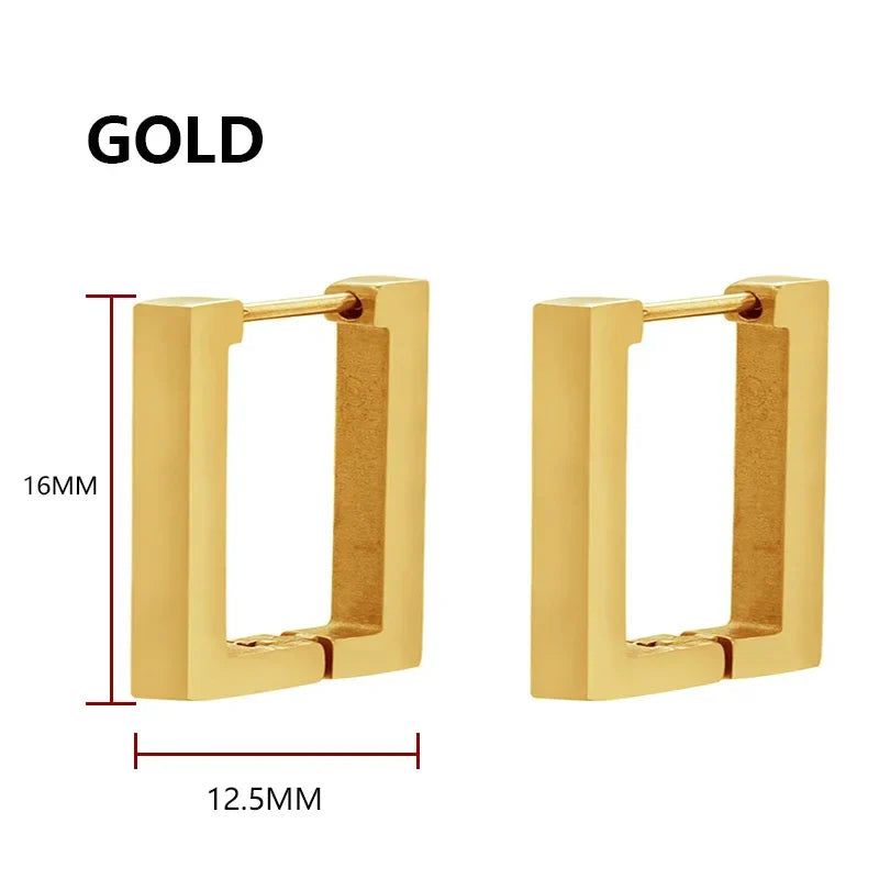 Geometric Stainless Steel Hoop Earrings | Square Triangle Punk Jewelry for Men Women