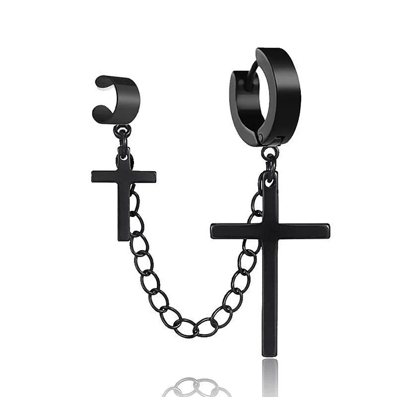 Punk Tassel Clip Earrings | Unisex Hip Hop Chain Hoop Ear Cuffs