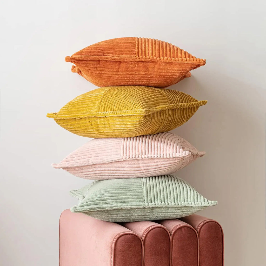 DecorBites™ Corduroy & Boho Striped Pillow Covers - Broadside Decorative Throw Pillow Case