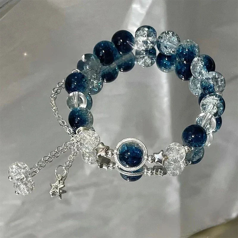 Crystal Butterfly Pendant Bracelet | Colorful Glass Bead Jewelry for Women