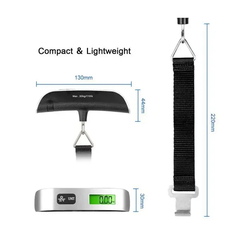 Portable Digital Luggage Scale 110lb/50kg | Travel Hanging Weight Scale